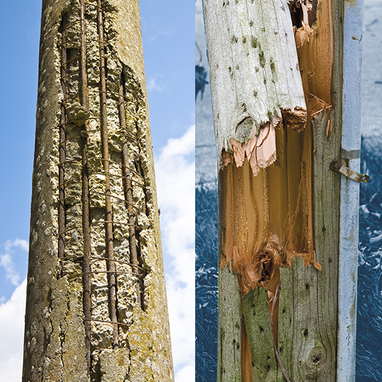 Corrosion on poles